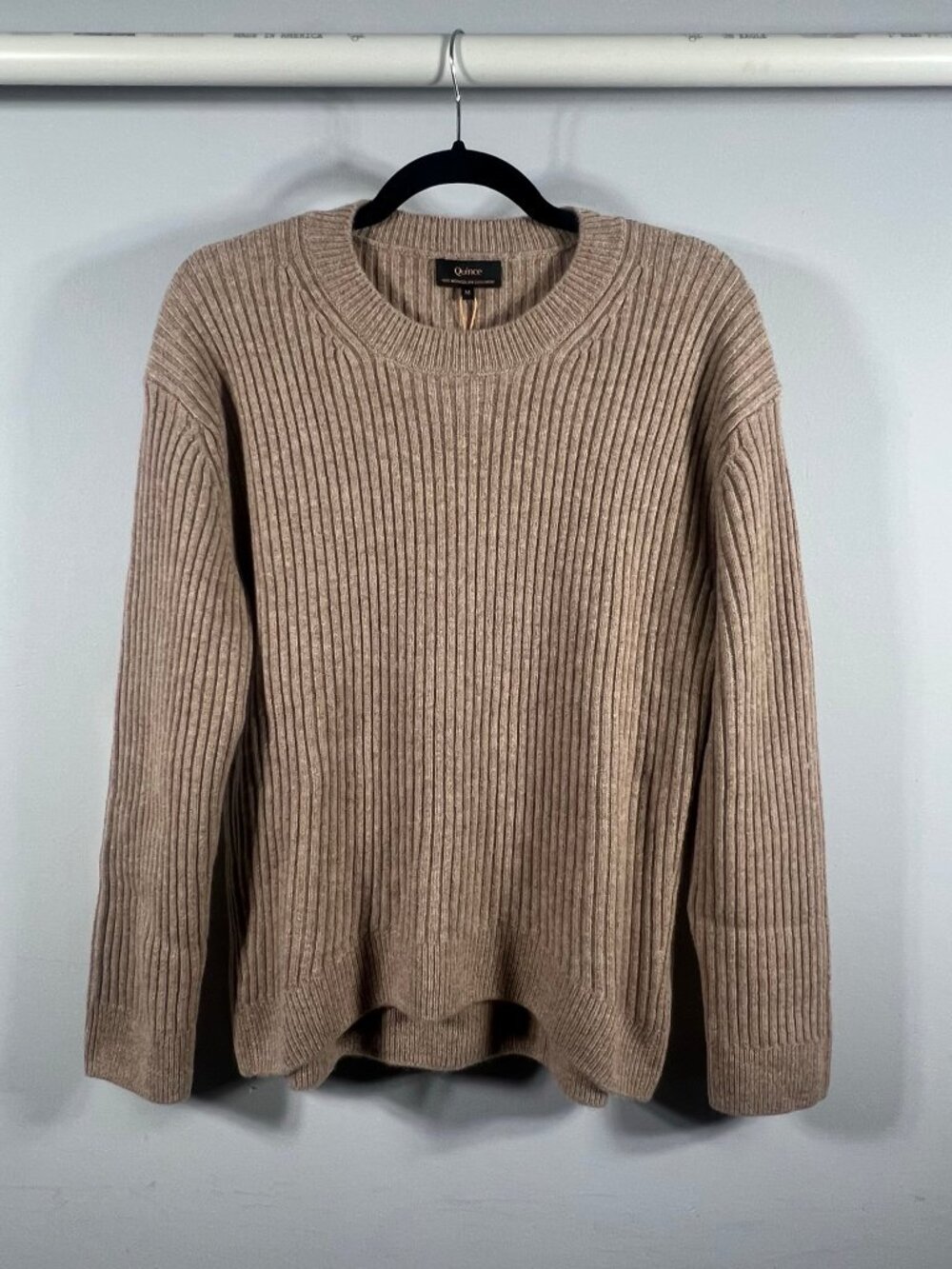 Quince Sweater Womens Mongolian Cashmere Pullover Crew Neck Ribbed M Minimalist